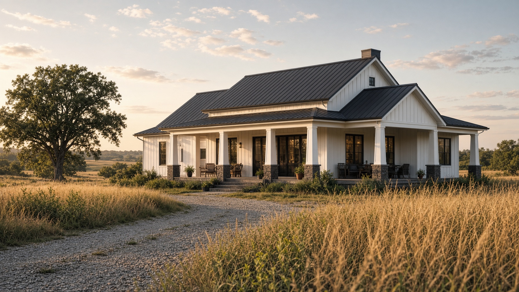 Modern farmhouse on an Oklahoma lot
